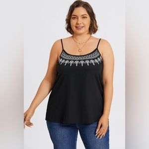 NWT Embroidered Sleeveless Adjustable Straps Cami Top